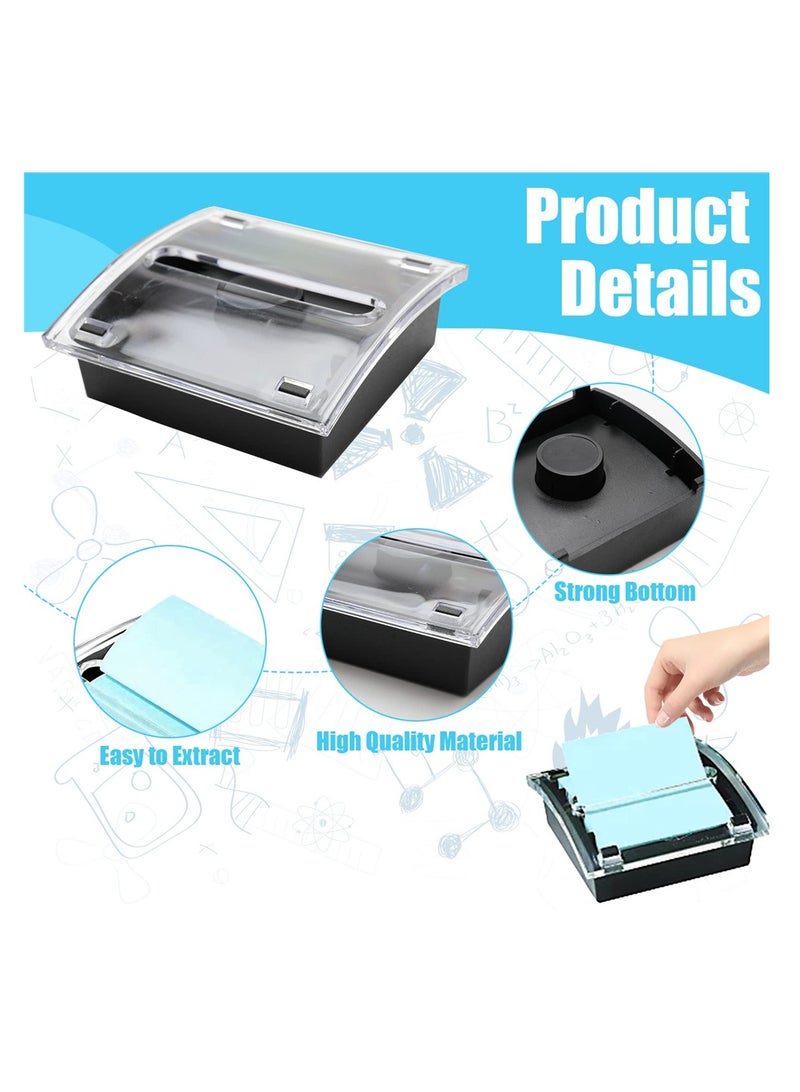 , 2pcs Pop-up Sticky Note Boxes, Black Base Clear Top Sticky Notes Container, Plastics Box for Office, Hospital, Store - Image 3